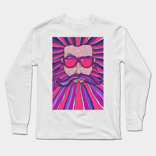 Purple and Pink Beard Long Sleeve T-Shirt by SpencerHart